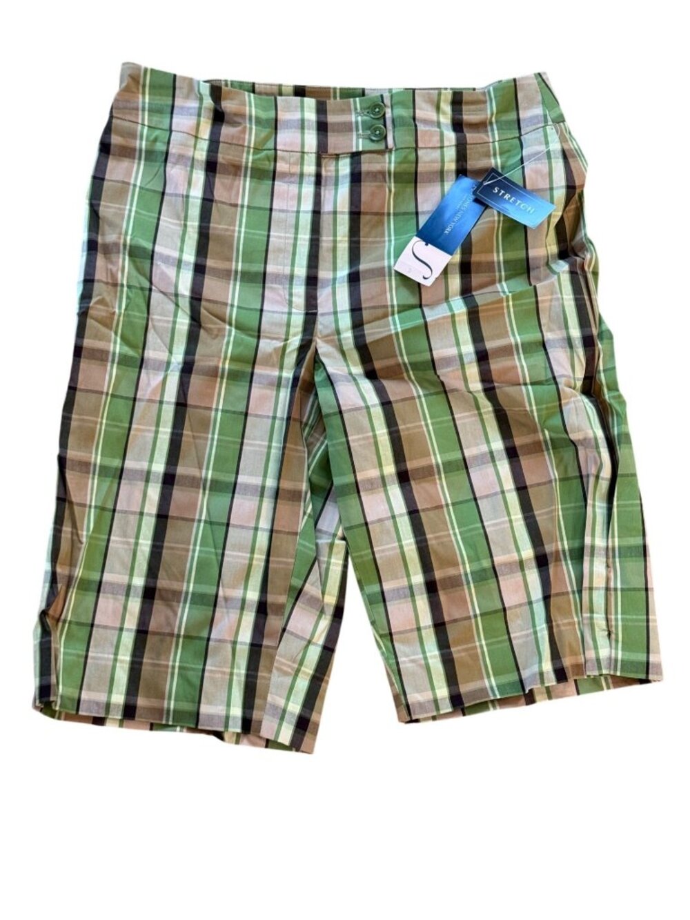 Jones New York Signature Green Plaid Womens Shorts Size 8 - New With Tags